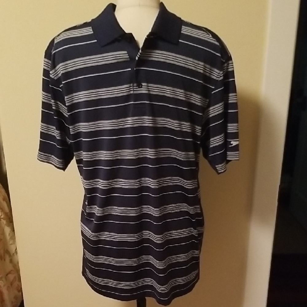 Slazenger Golf/Sport Dark Blue and White Striped Polo
